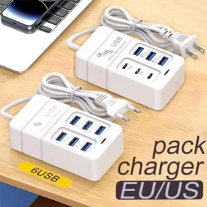 35W Multiport USB Fast Charger PD Type C Fast Charging Mobile Phone Power Charger USB Hub Adapter 6 Port EU US Plug Wall Charger