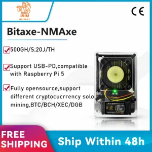 NMAxe Bitaxe BTC NMMiner Official Ultra BM1366 ASIC Solo Lottery Miner 500GH/s OpenSource Silent Home Use with FullColor Display